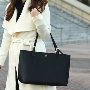 TORY BURCH YORK TOTE BLACK AND GOLD